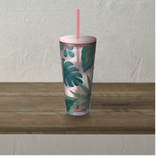 LY COLD CUP PLASTIC DEWS ON LEAVES